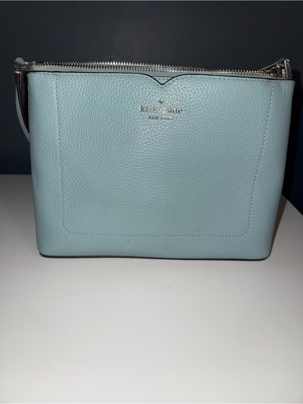 Kate Spade Light Blue Pebbled Leather Crossbody Bag